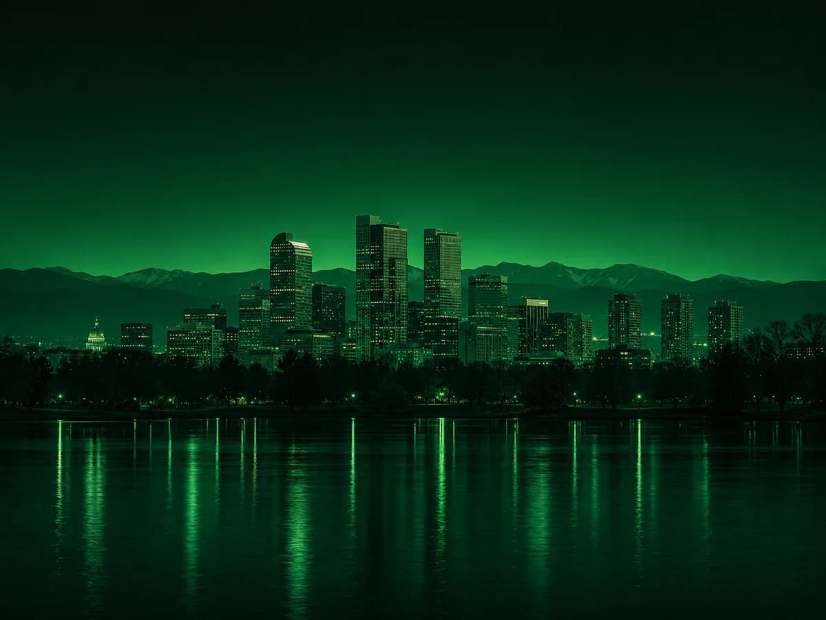 Denver skyline with the Front Range beyond